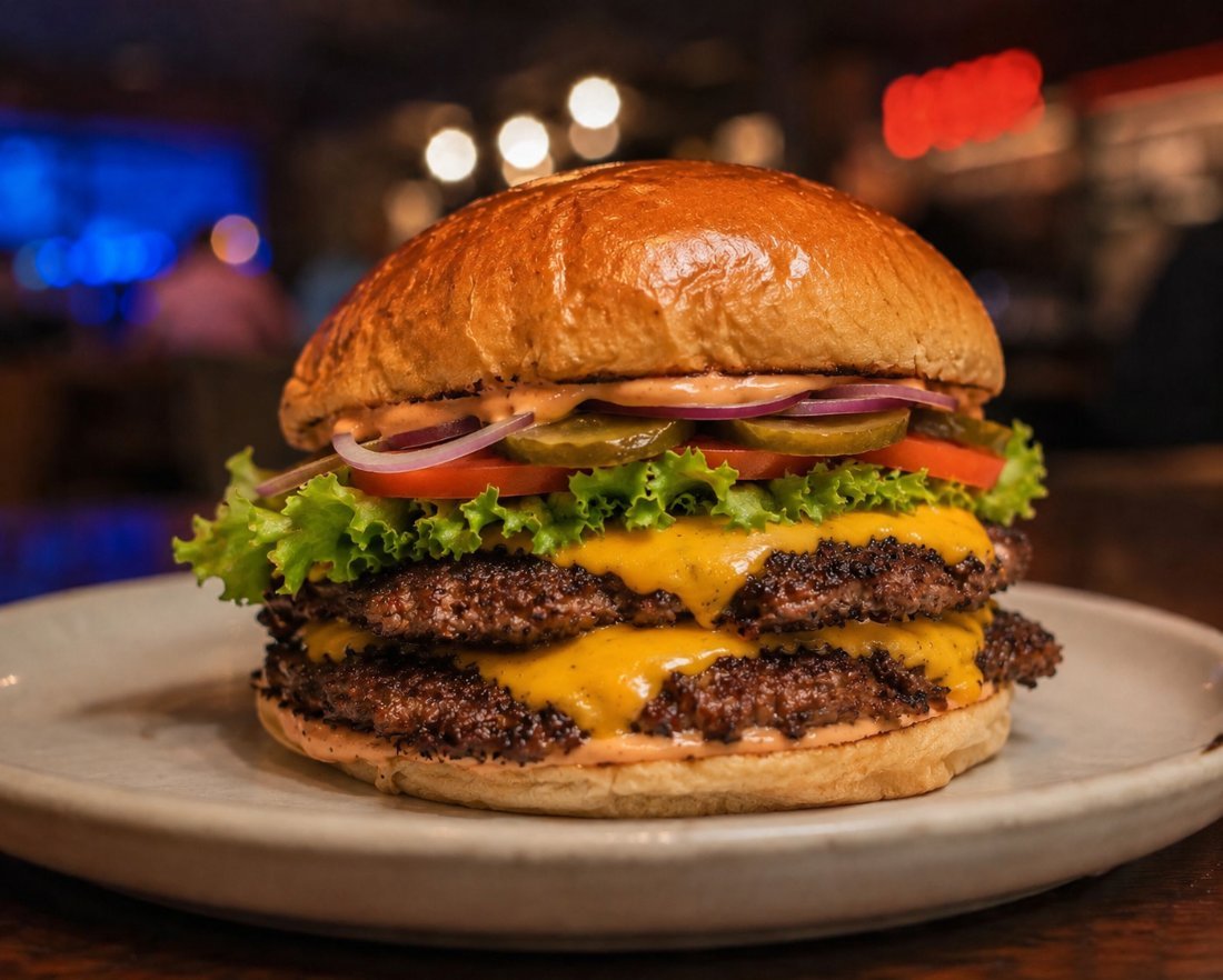 Burger Le Doubout — double steak smashé, double cheddar